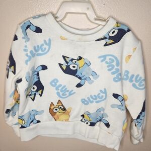 Bluey Character Print Kids Sweatshirt - Blue & White